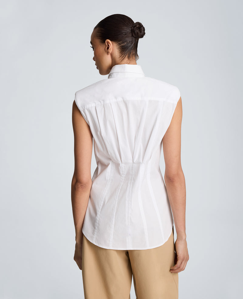 Kenneth Cole - Fitted Pleat Body Sleeveless Button Front Shirt WOMENS SHIRTS for Women