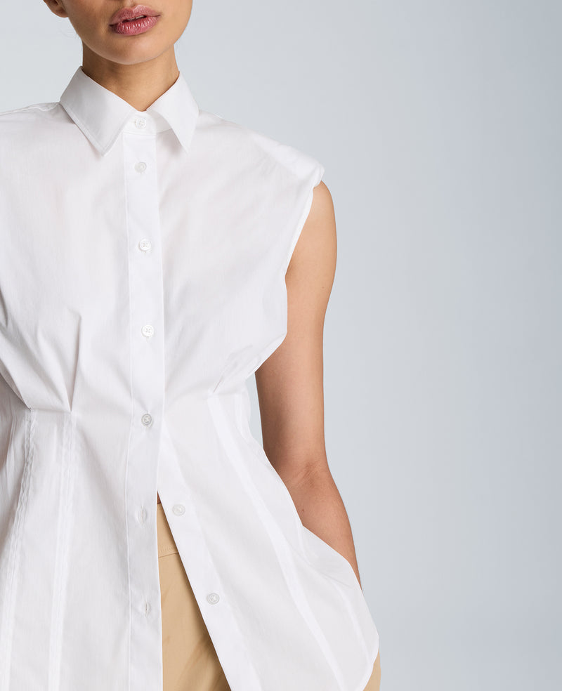 Kenneth Cole - Fitted Pleat Body Sleeveless Button Front Shirt WOMENS SHIRTS for Women