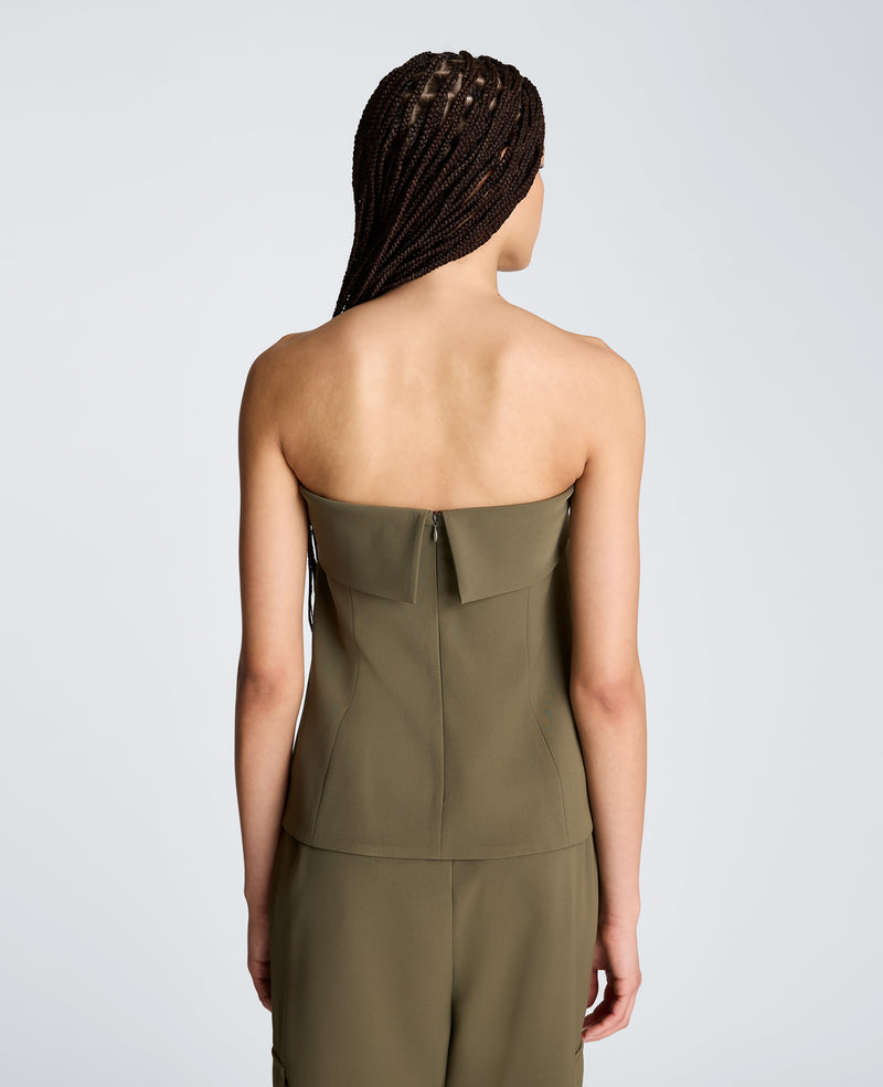 Kenneth Cole - Sleeveless Bustier Top with Top Edge Overlay WOMENS TOPS for Women