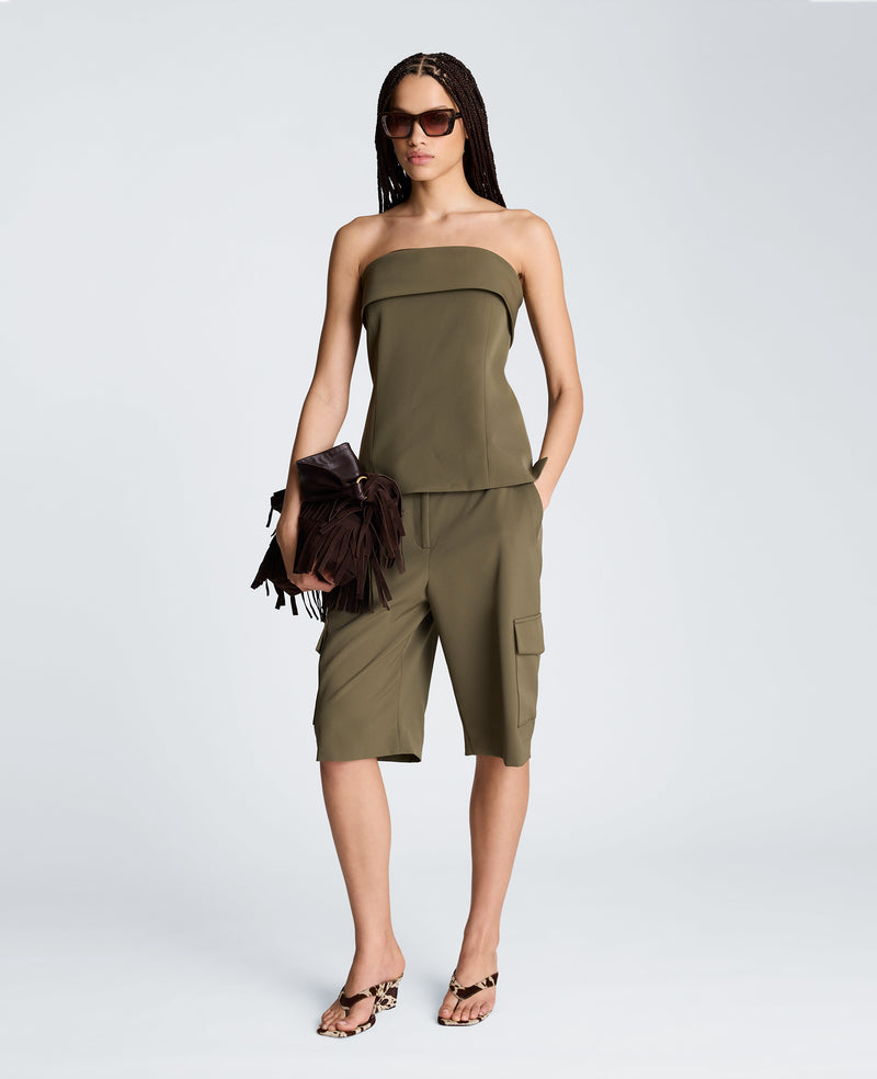 Kenneth Cole - Sleeveless Bustier Top with Top Edge Overlay WOMENS TOPS for Women
