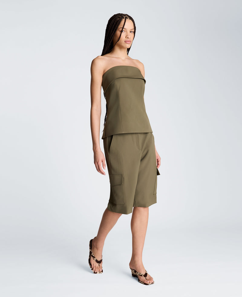 Kenneth Cole - Sleeveless Bustier Top with Top Edge Overlay WOMENS TOPS for Women
