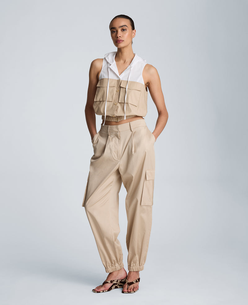 Kenneth Cole - Hooded Sleeveless Button Front Top with Bubble Body WOMENS TOPS for Women