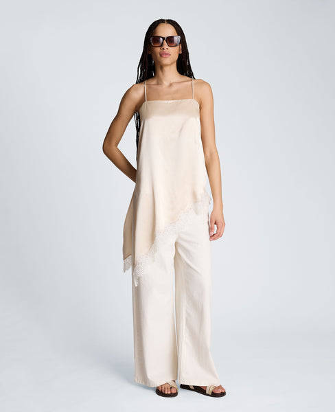 Asymmetric Lace Hem Tunic Cami