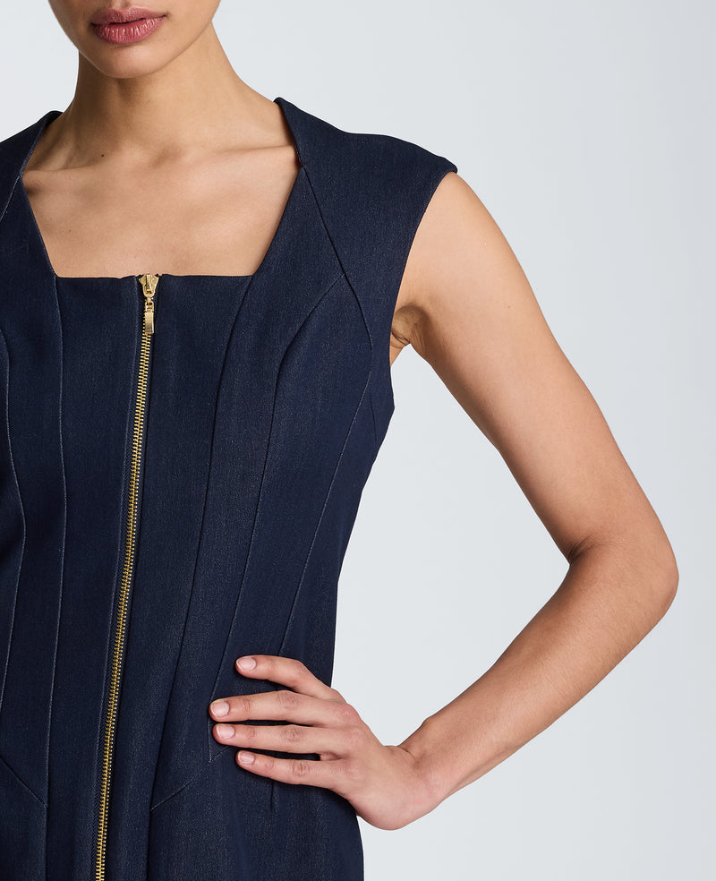 zipper front mini dress Zip Through the Day Green Zip Front Scalloped Mini Dress