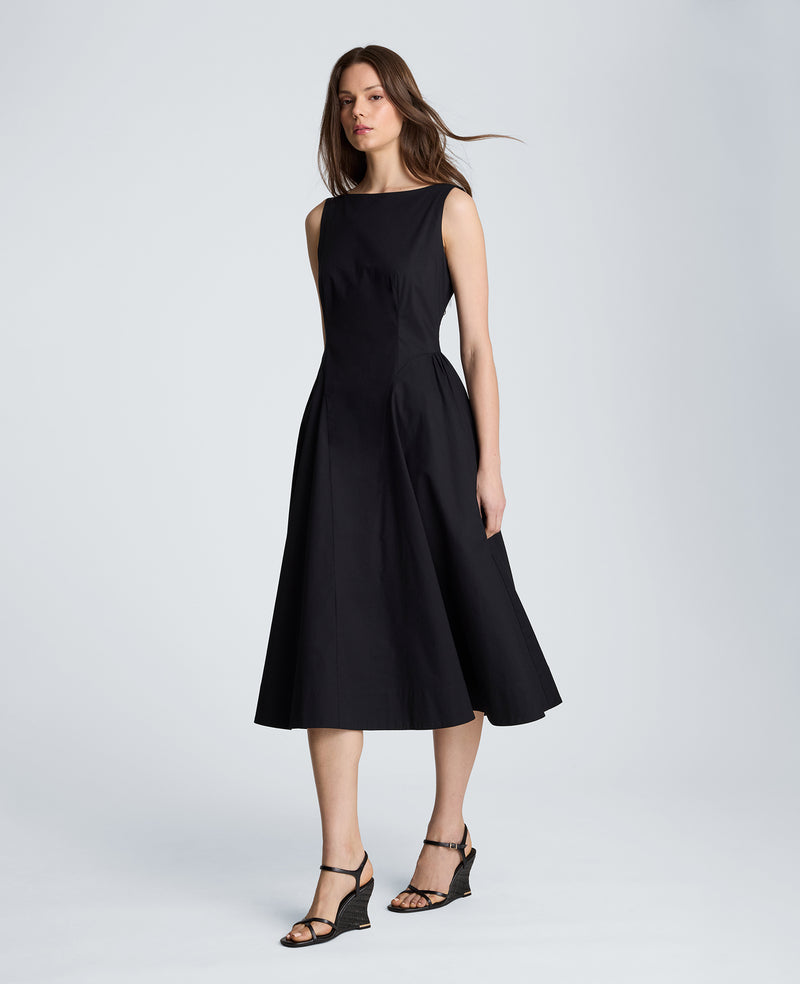 boat neck midi dress Jewel Badgley Mischka Kirsten Sleeveless Boatneck A-Line - 16 and dries fast Black Polka Dot Boat Neck
