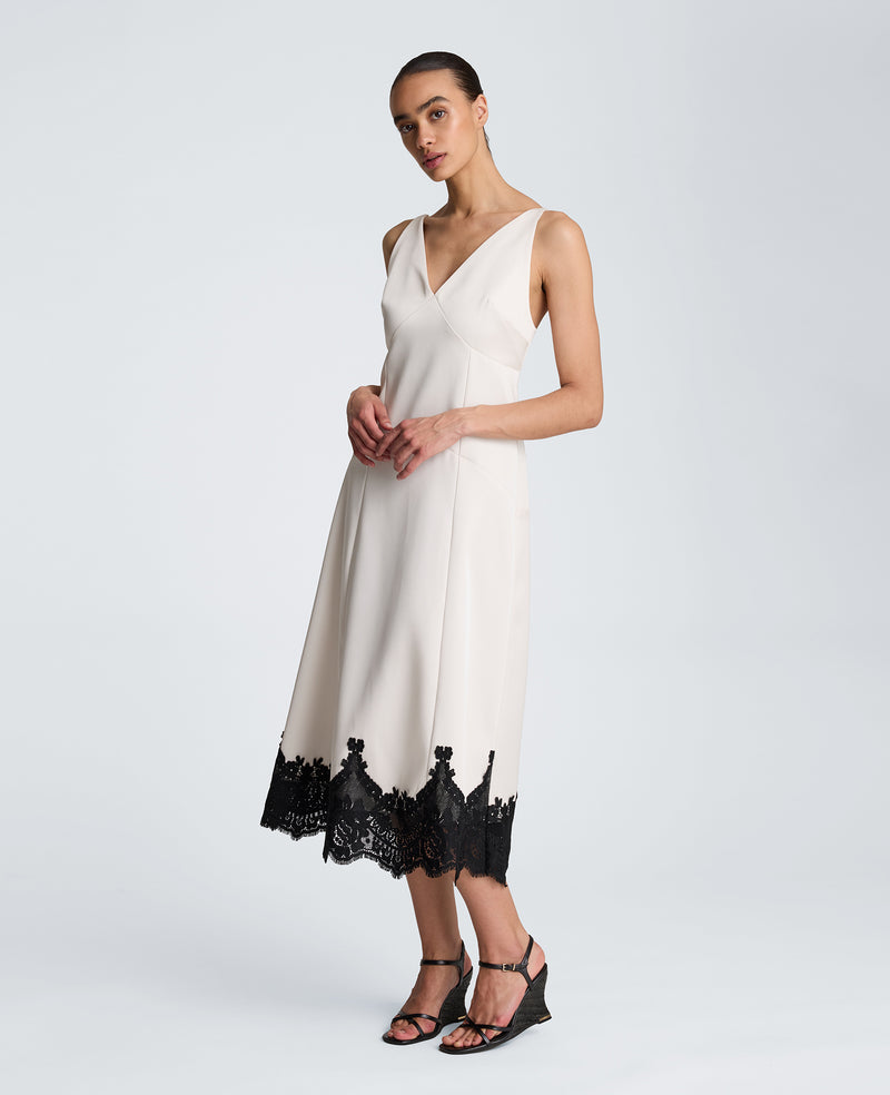 Kenneth Cole - Seamed Slip Midi Dress with Lace Hem WOMENS DRESS for Women