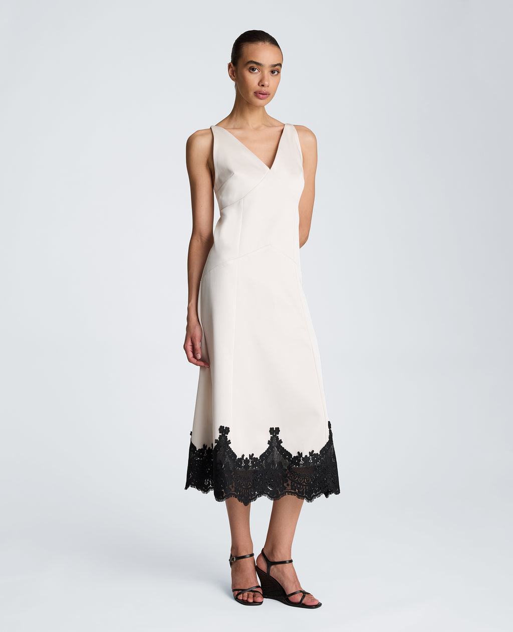 Kenneth Cole - Seamed Slip Midi Dress with Lace Hem WOMENS DRESS for Women 
