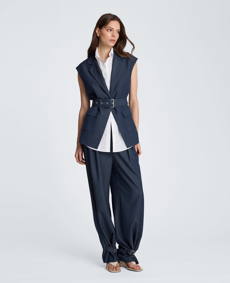 Kenneth Cole - High Rise Fly Front Belted Pant WOMENS PANTS for Women