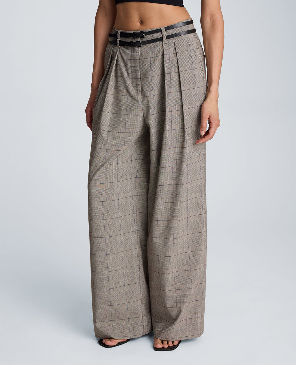 Kenneth Cole - High Rise Fly Front Wide Leg Double Belted Pleat Pant WOMENS PANTS for Women 