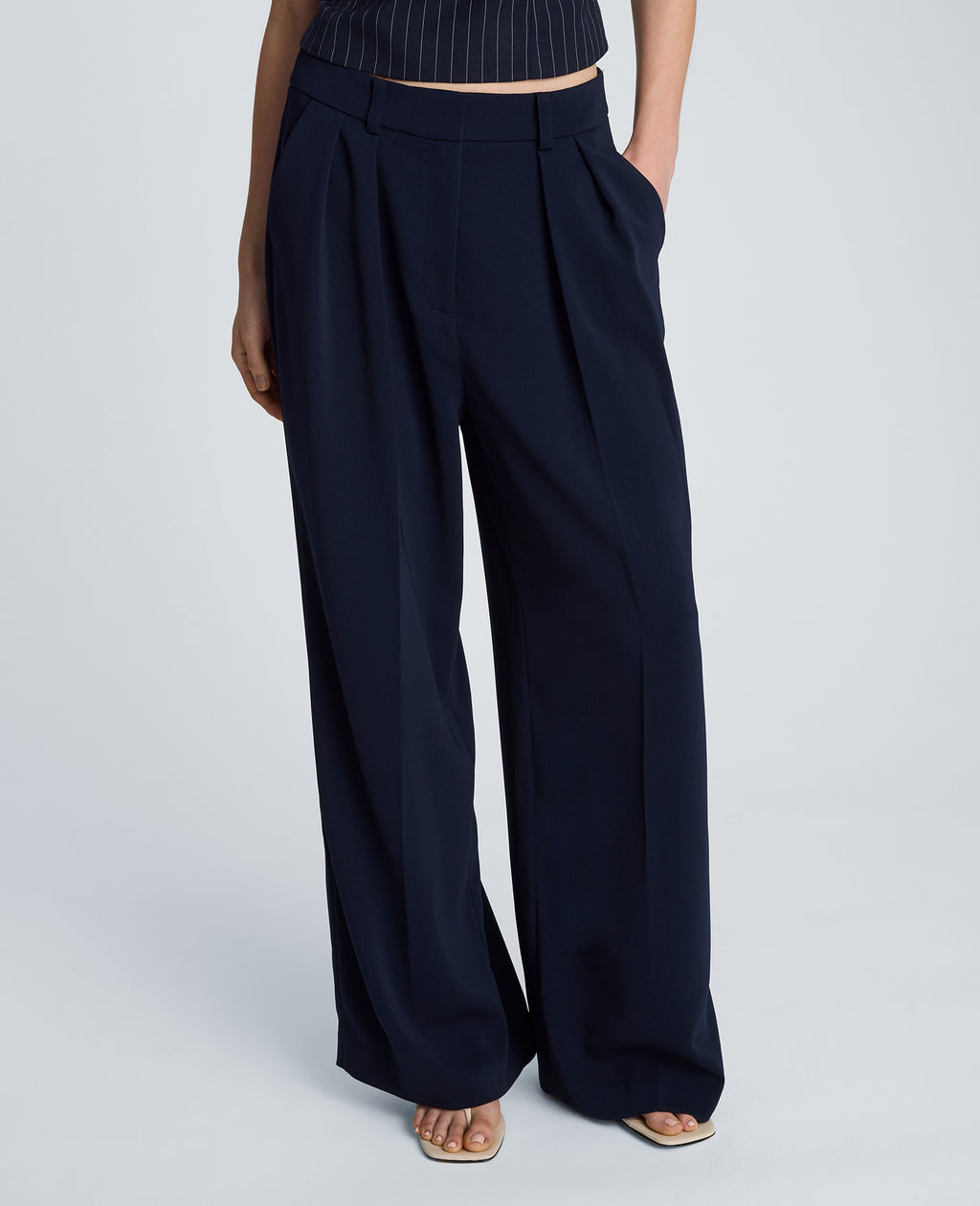 Kenneth Cole - High Rise Fly Front Wide Leg Double Pleat Pant WOMENS PANTS for Women 
