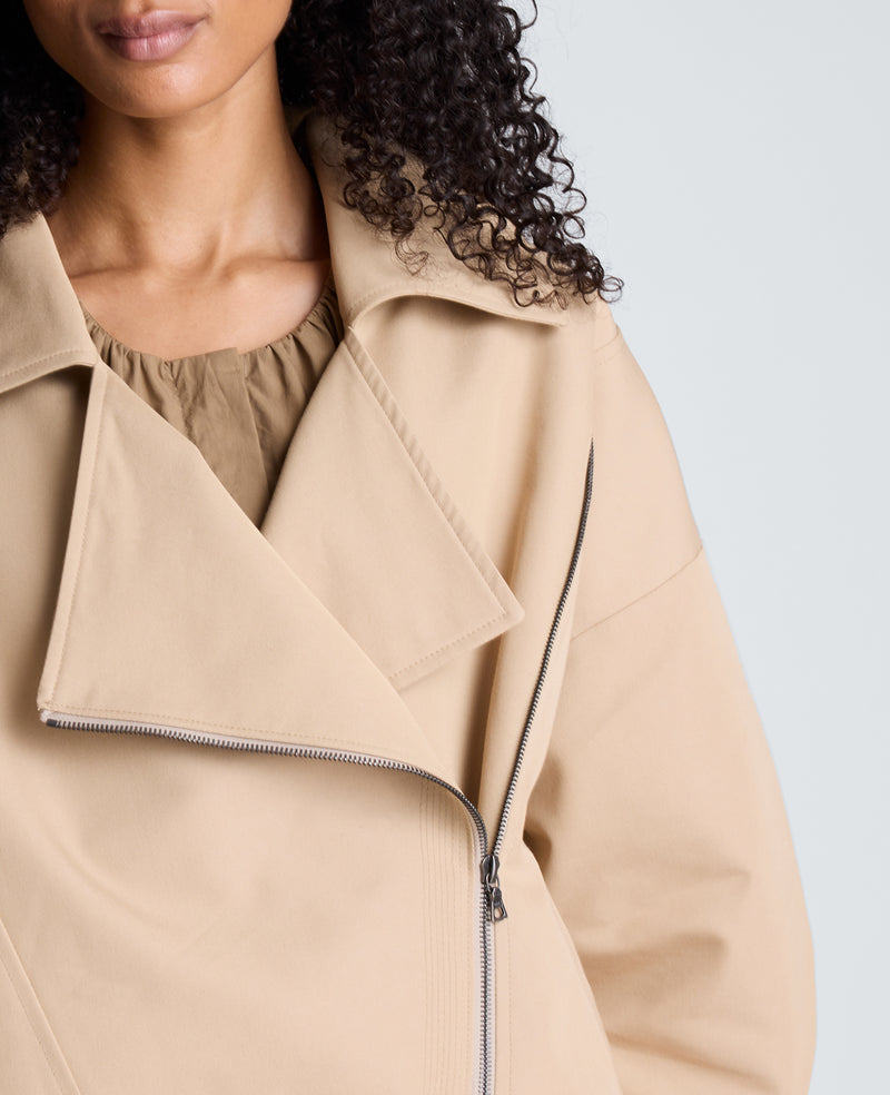 Kenneth Cole - Boxy Moto Trench with Sleeve Straps WOMENS JACKET for Women