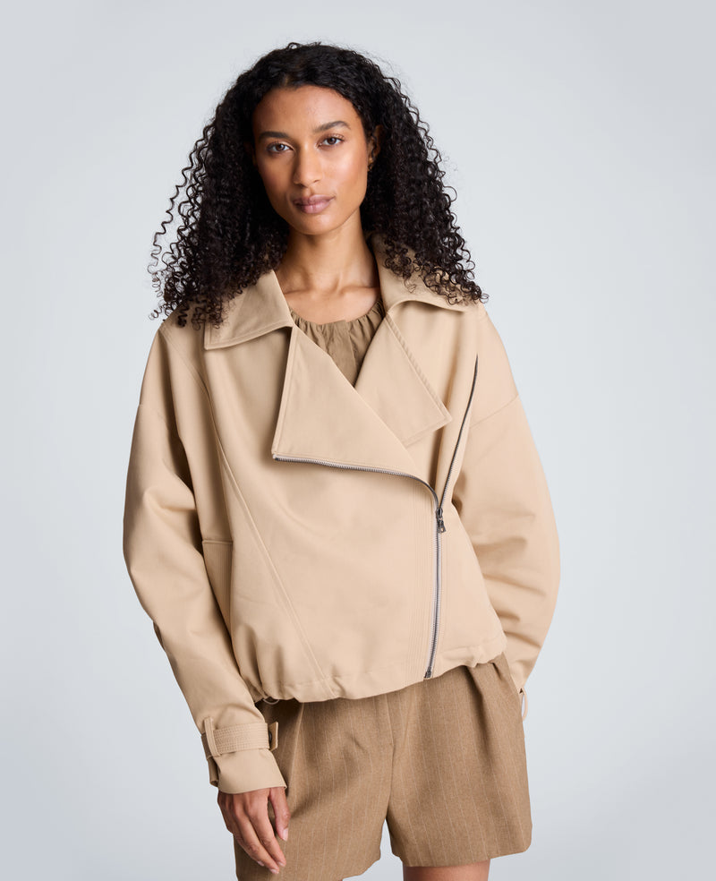 Kenneth Cole - Boxy Moto Trench with Sleeve Straps WOMENS JACKET for Women
