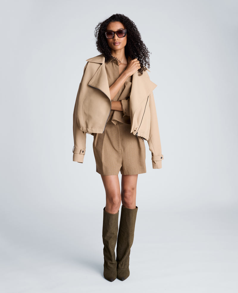 Kenneth Cole - Boxy Moto Trench with Sleeve Straps WOMENS JACKET for Women
