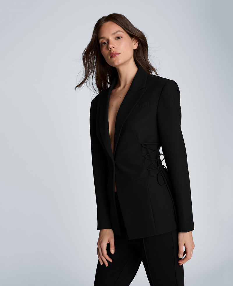 Kenneth Cole - Slim One Button Jacket with Side Lacing WOMENS JACKET for Women