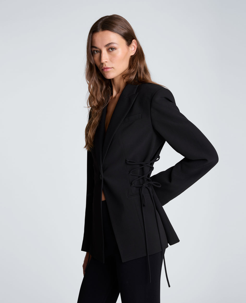 Kenneth Cole - Slim One Button Jacket with Side Lacing WOMENS JACKET for Women 