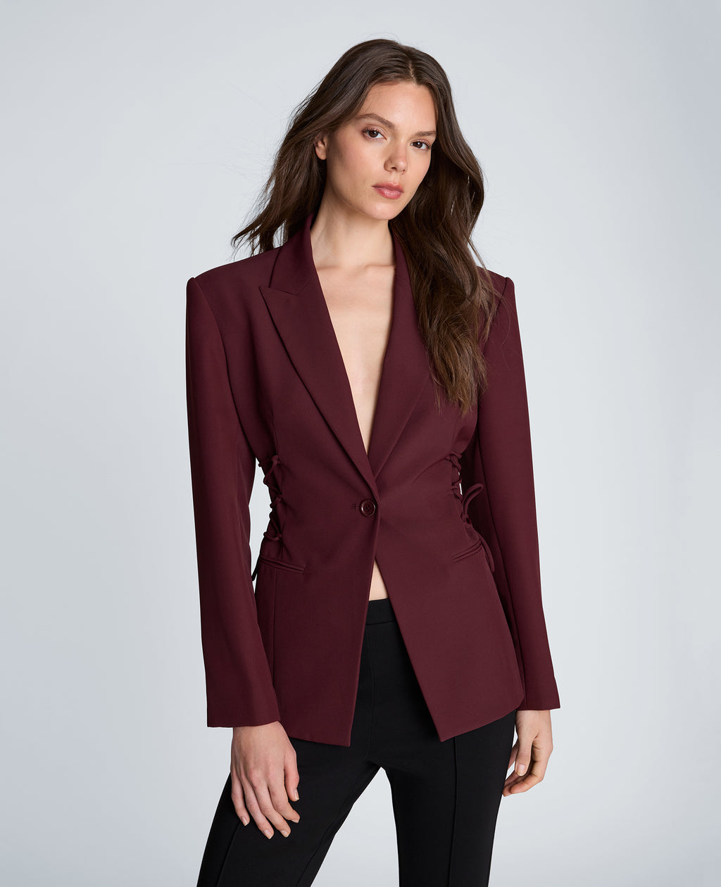 Kenneth Cole - Slim One Button Jacket with Side Lacing WOMENS JACKET for Women 