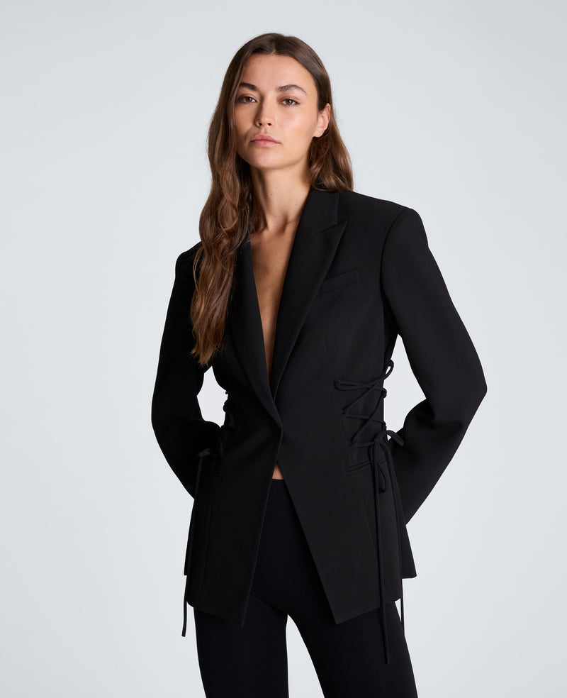 Kenneth Cole - Slim One Button Jacket with Side Lacing WOMENS JACKET for Women
