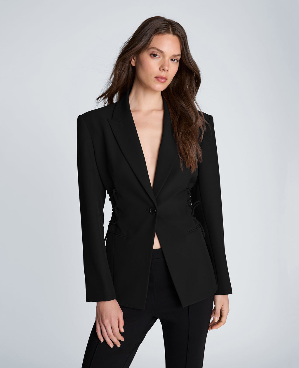 Kenneth Cole - Slim One Button Jacket with Side Lacing WOMENS JACKET for Women 