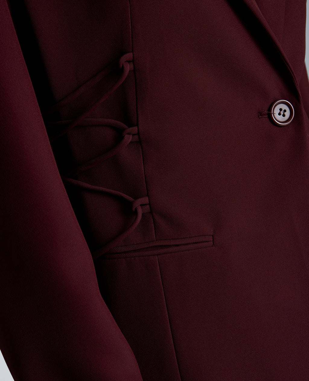 Slim One Button Jacket with Side Lacing