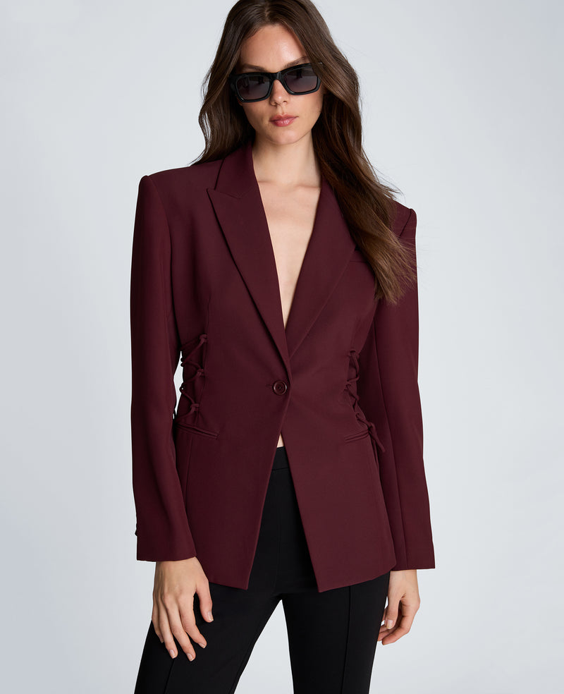 Kenneth Cole - Slim One Button Jacket with Side Lacing WOMENS JACKET for Women