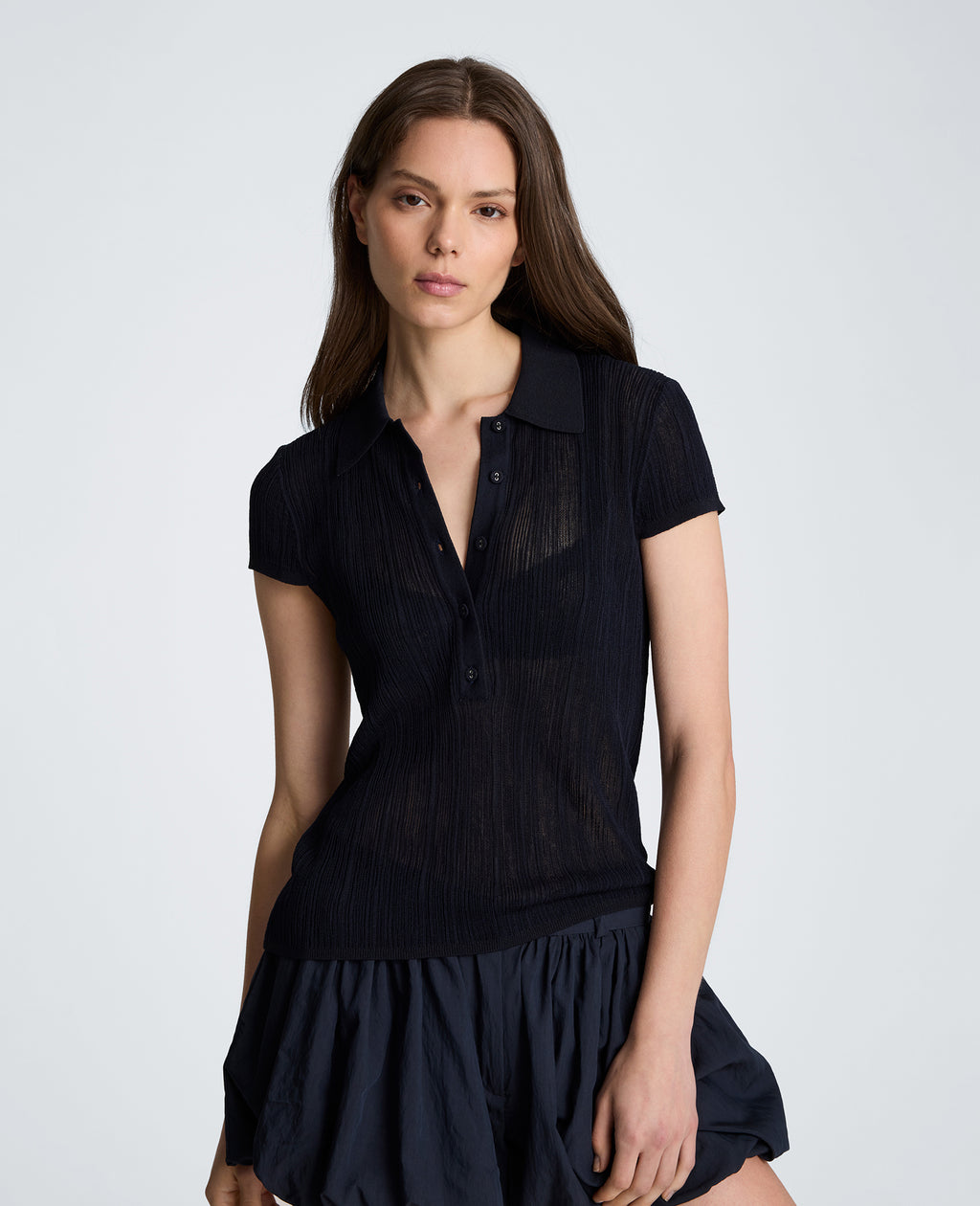 Kenneth Cole - Polo Cap Sleeve Varigated Rib Sweater WOMENS SWEATER for Women 
