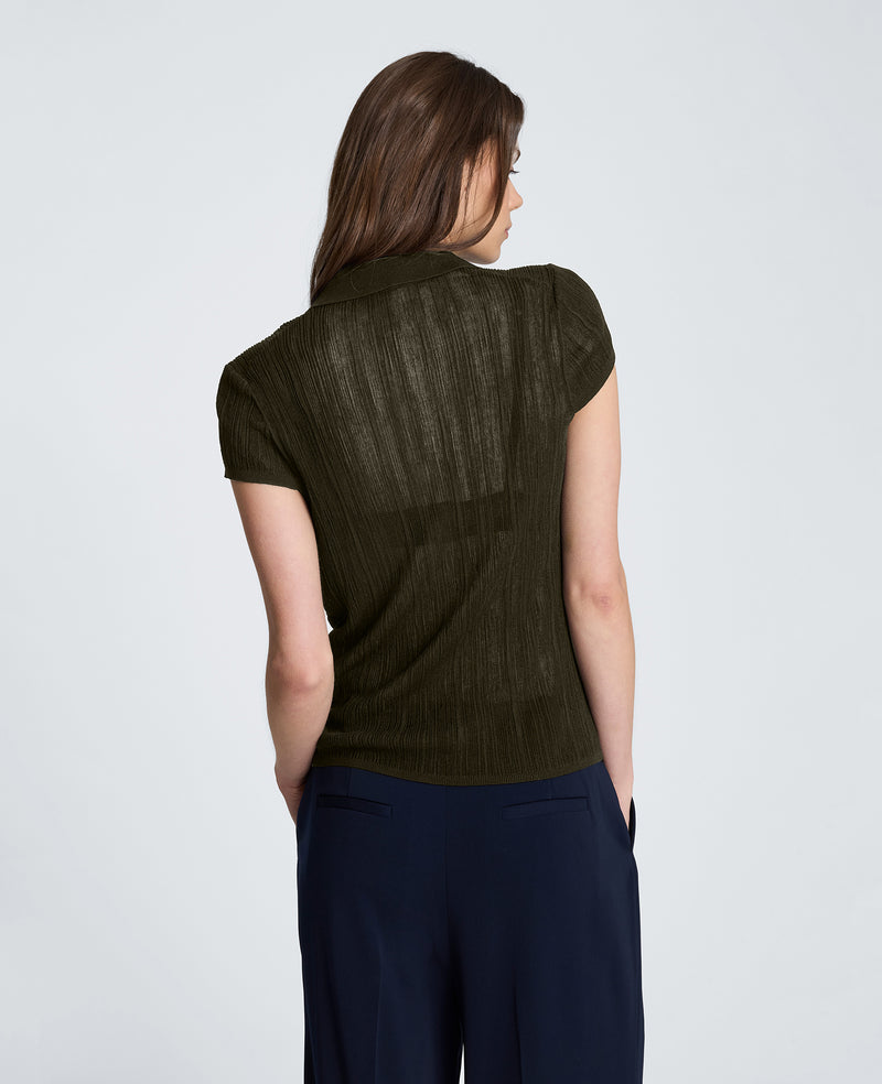 Kenneth Cole - Polo Cap Sleeve Varigated Rib Sweater WOMENS SWEATER for Women
