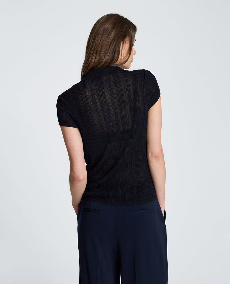 Kenneth Cole - Polo Cap Sleeve Varigated Rib Sweater WOMENS SWEATER for Women