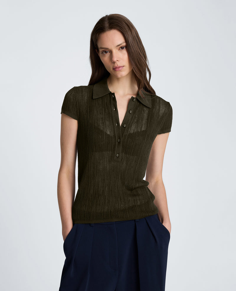 Kenneth Cole - Polo Cap Sleeve Varigated Rib Sweater WOMENS SWEATER for Women