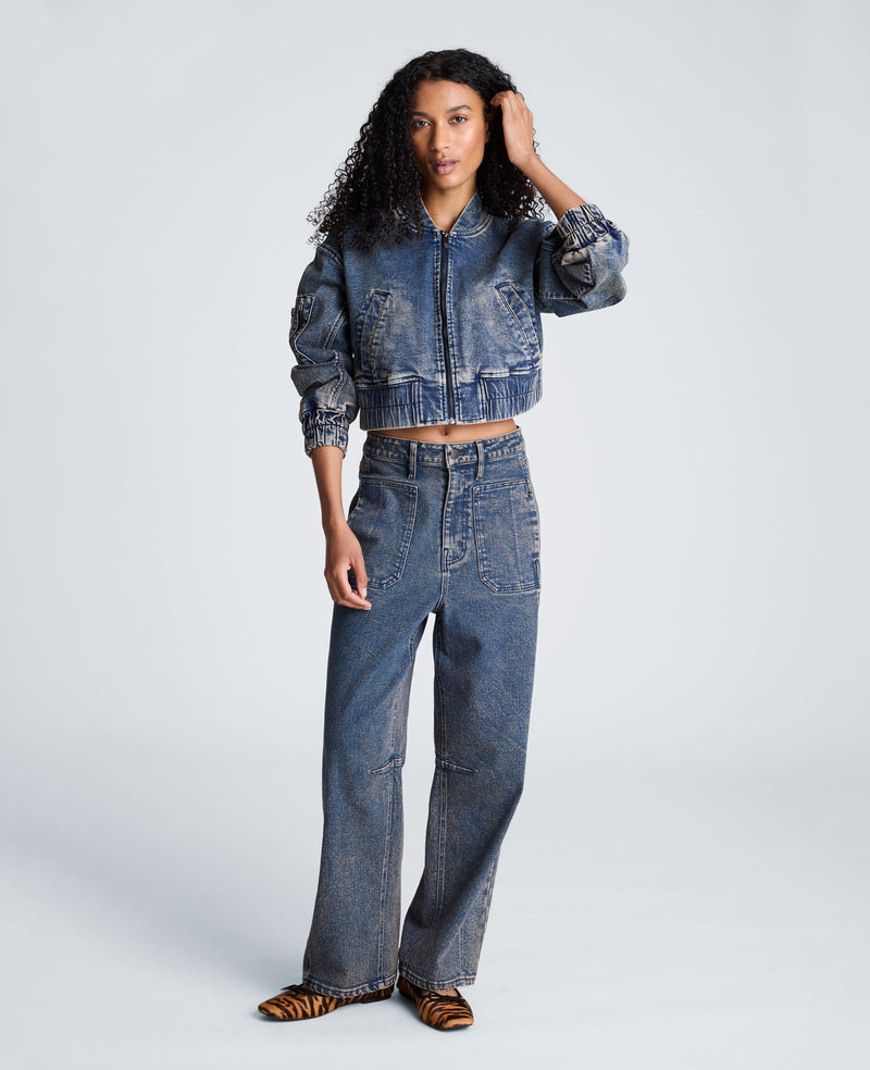 Kenneth Cole - High Rise Fly Front Barrel Jeans with Patch Pockets WOMENS DENIM for Women