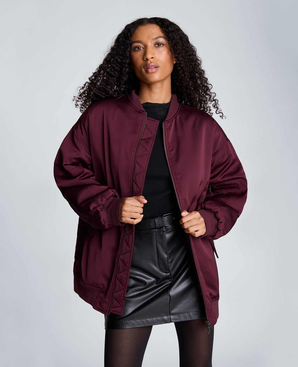 Kenneth Cole - Boyfriend Bomber Jacket with Flap Pockets WOMENS JACKET for Women 