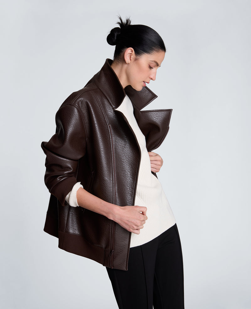 Kenneth Cole - Raw Edge Oversized Moto Jacket WOMENS JACKET for Women