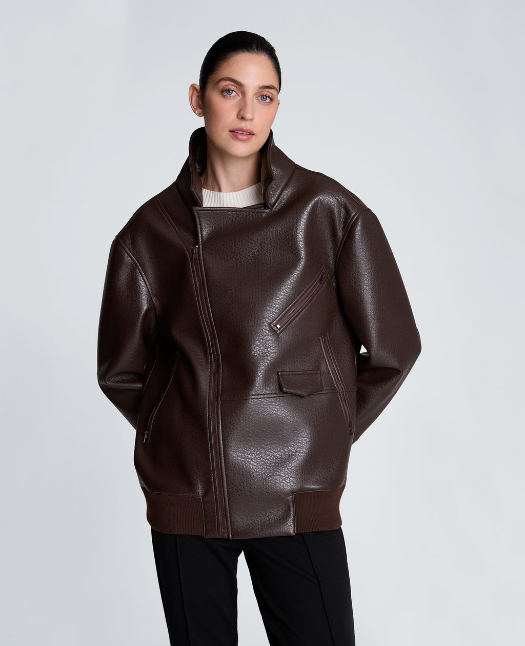 Kenneth Cole - Raw Edge Oversized Moto Jacket WOMENS JACKET for Women 