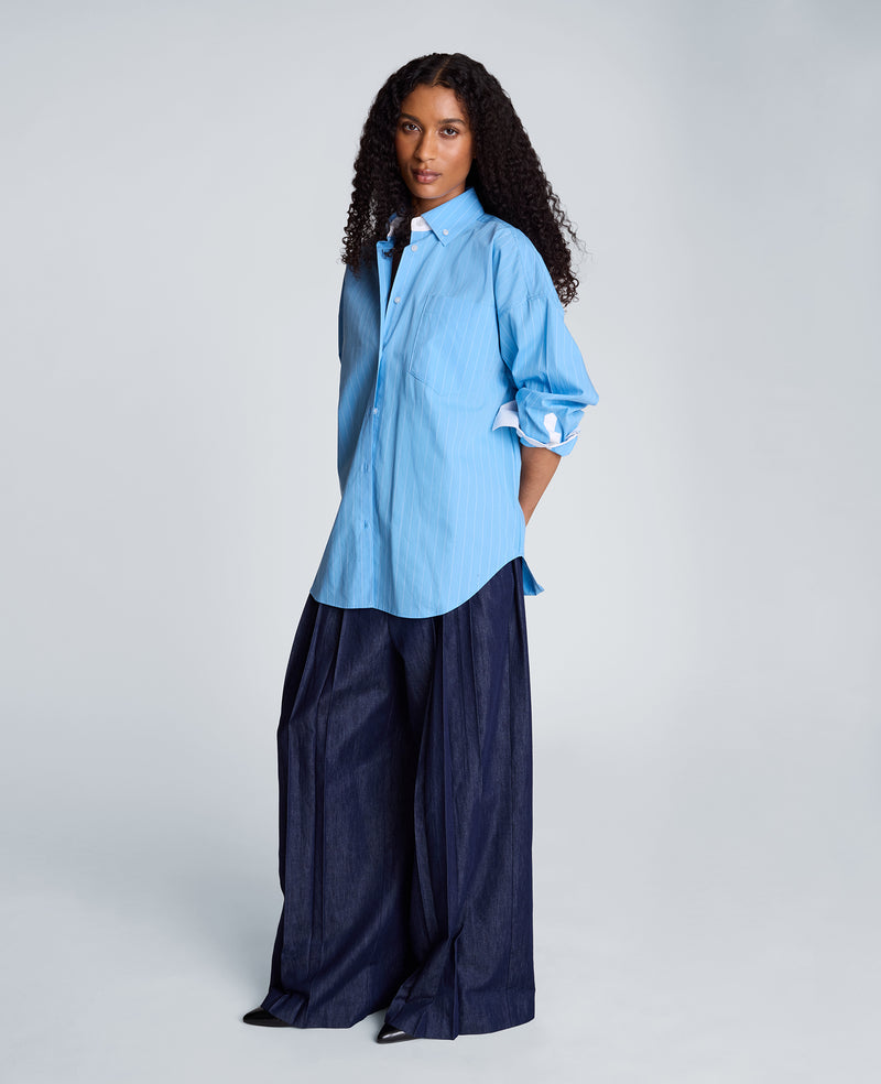 Kenneth Cole - High Rise Fly Front Pleat Wide Leg with Double Belt WOMENS DENIM for Women