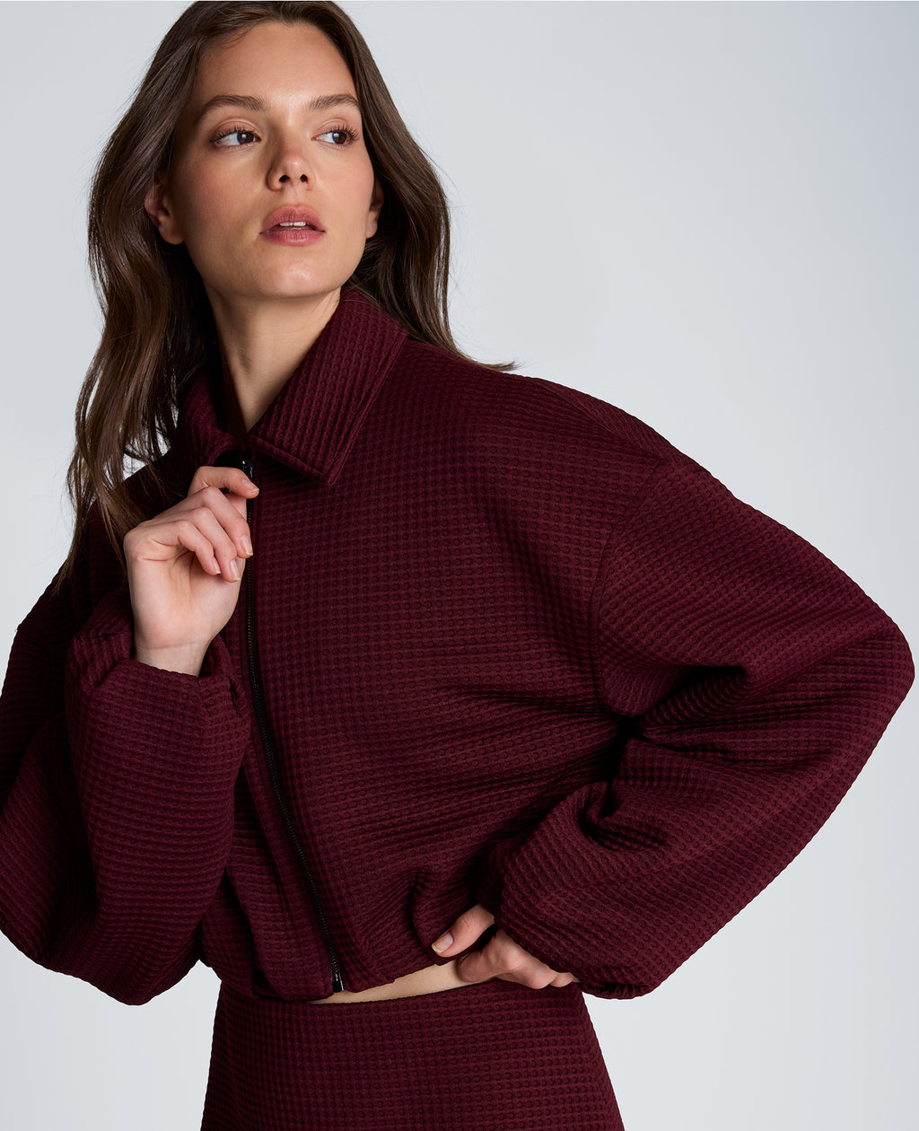 Kenneth Cole - Cropped Bomber Jacket with Box Pleats WOMENS KNITS for Women 