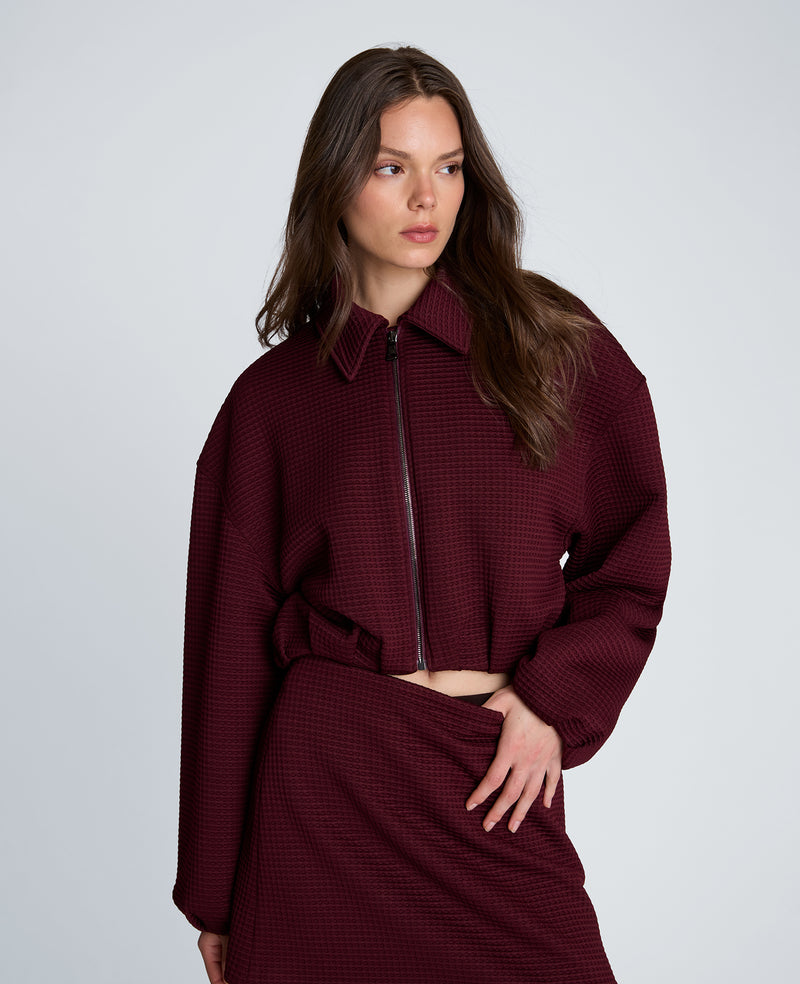 Kenneth Cole - Cropped Bomber Jacket with Box Pleats WOMENS KNITS for Women