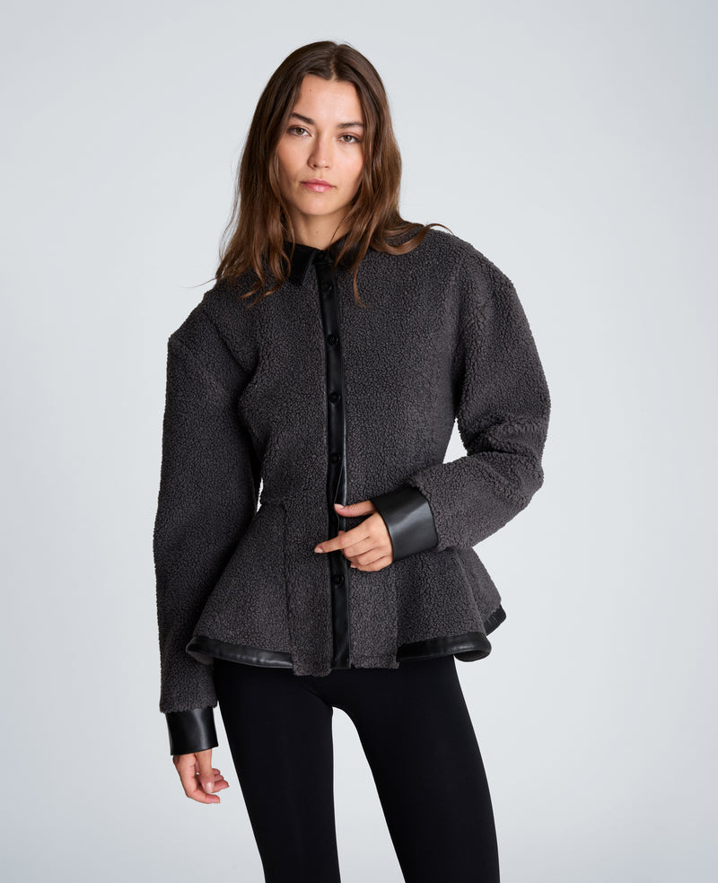 Kenneth Cole - Peplum Button Down Combination Shirt WOMENS KNITS for Women