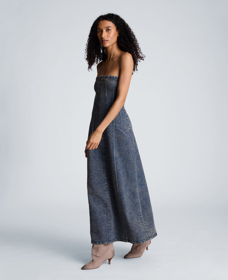 Kenneth Cole - Strapless Maxi Dress with Smocking WOMENS DENIM for Women