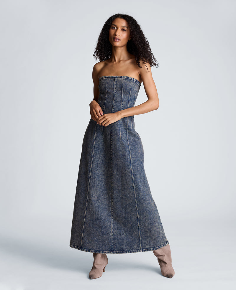 Kenneth Cole - Strapless Maxi Dress with Smocking WOMENS DENIM for Women