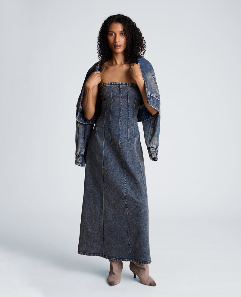 Kenneth Cole - Strapless Maxi Dress with Smocking WOMENS DENIM for Women