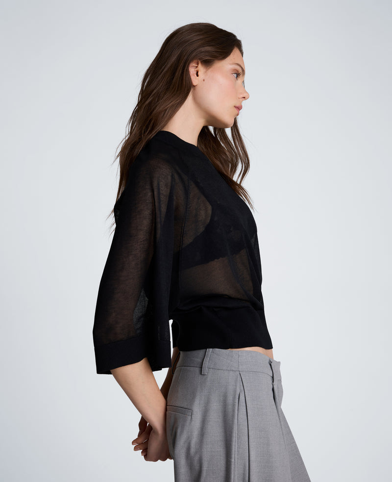 Kenneth Cole - Three-Quarter Sleeve Raglan Crew Sweater WOMENS SWEATER for Women