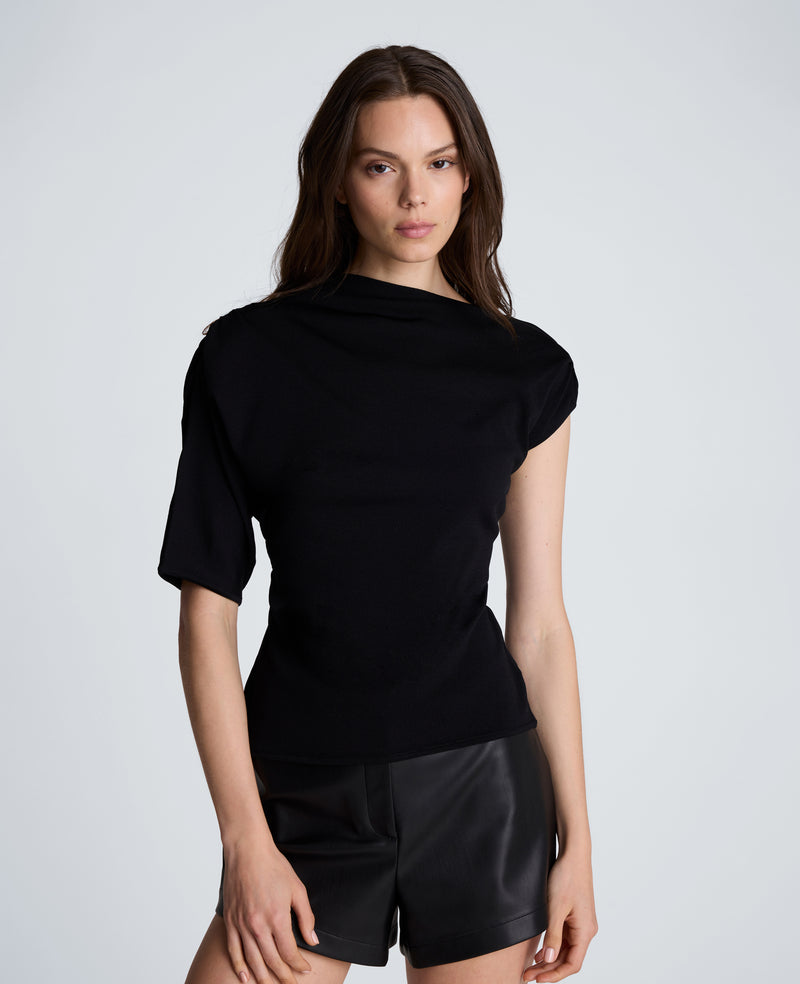 Kenneth Cole - Asymmetrical Drape Neck Jersey Sweater WOMENS SWEATER for Women