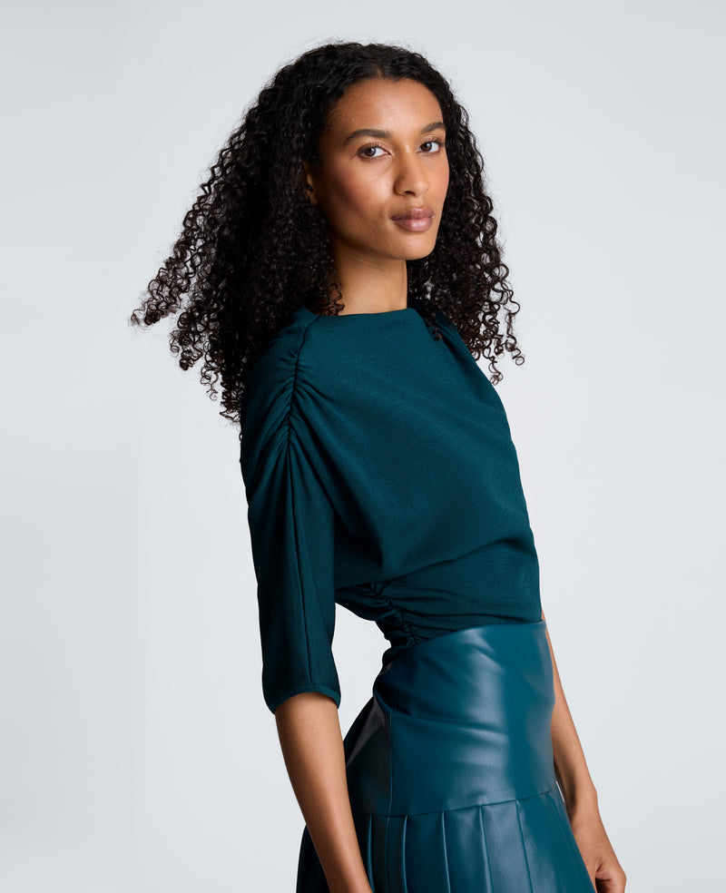 Kenneth Cole - Asymmetrical Drape Neck Jersey Sweater WOMENS SWEATER for Women