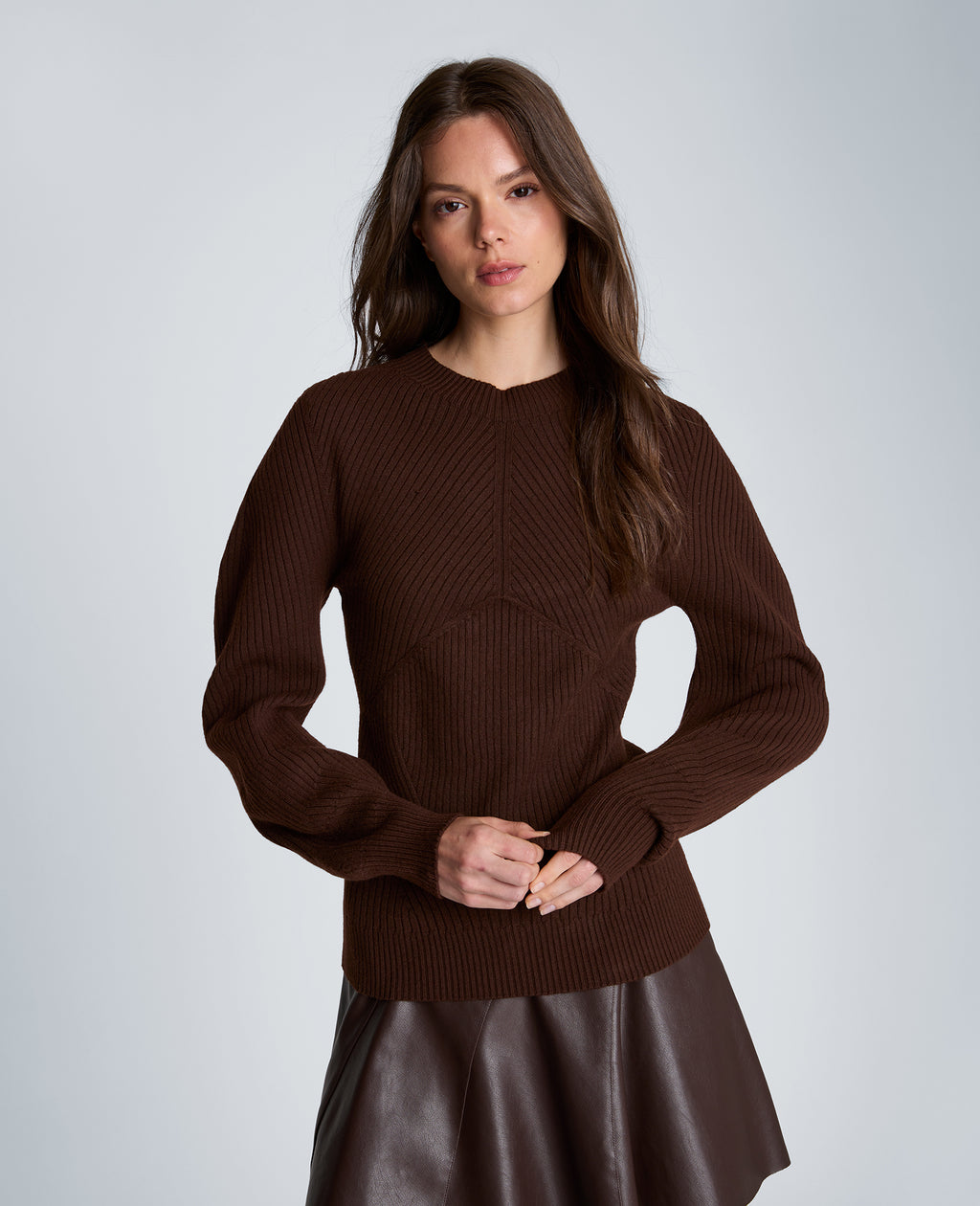 Kenneth Cole - Mock Neck Seamless Traveling Ribbed Sweater WOMENS SWEATER for Women 