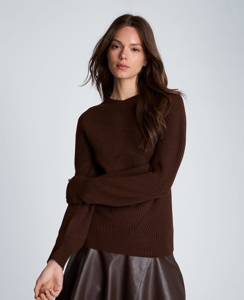 Kenneth Cole - Mock Neck Seamless Traveling Ribbed Sweater WOMENS SWEATER for Women