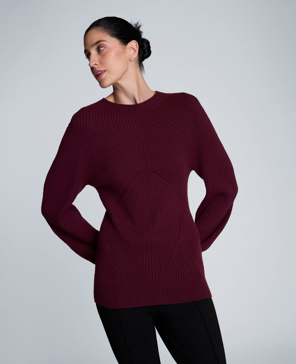 Kenneth Cole - Mock Neck Seamless Traveling Ribbed Sweater WOMENS SWEATER for Women 