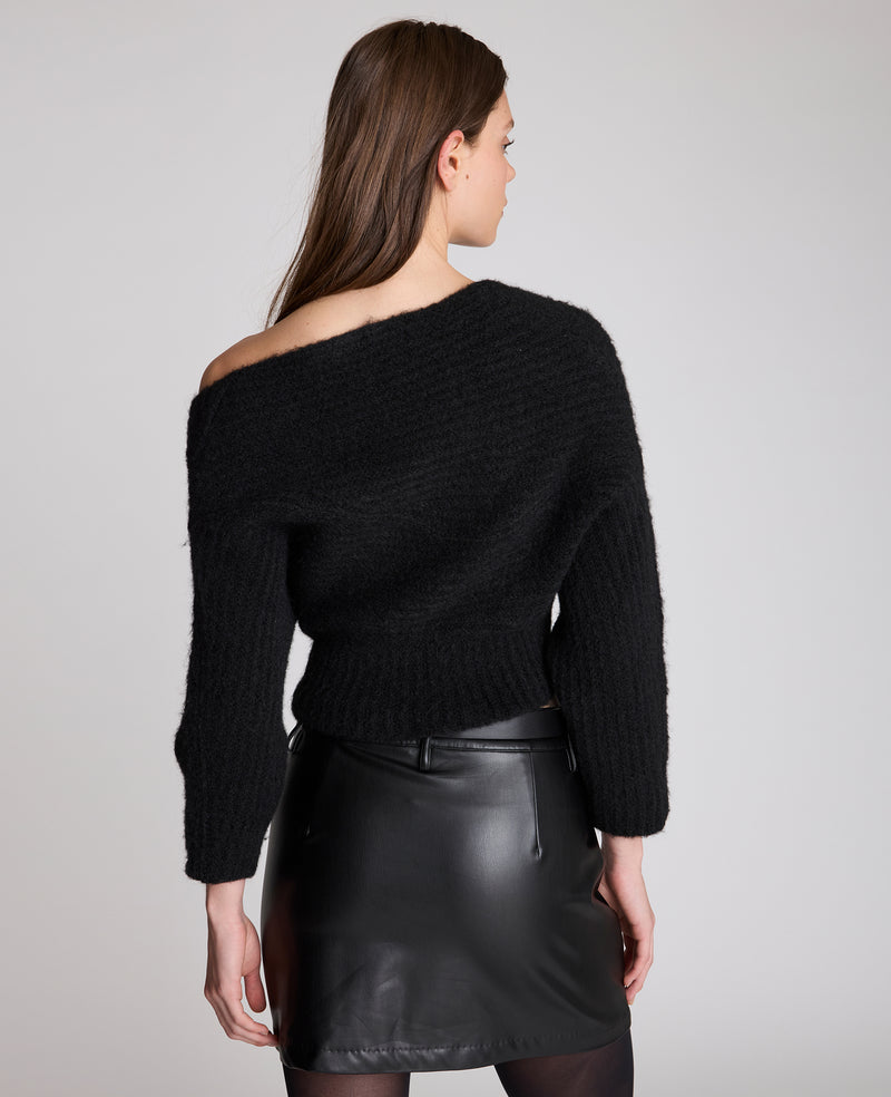 Kenneth Cole - Asymmetrical Drape Neck Chunky Sweater WOMENS SWEATER for Women