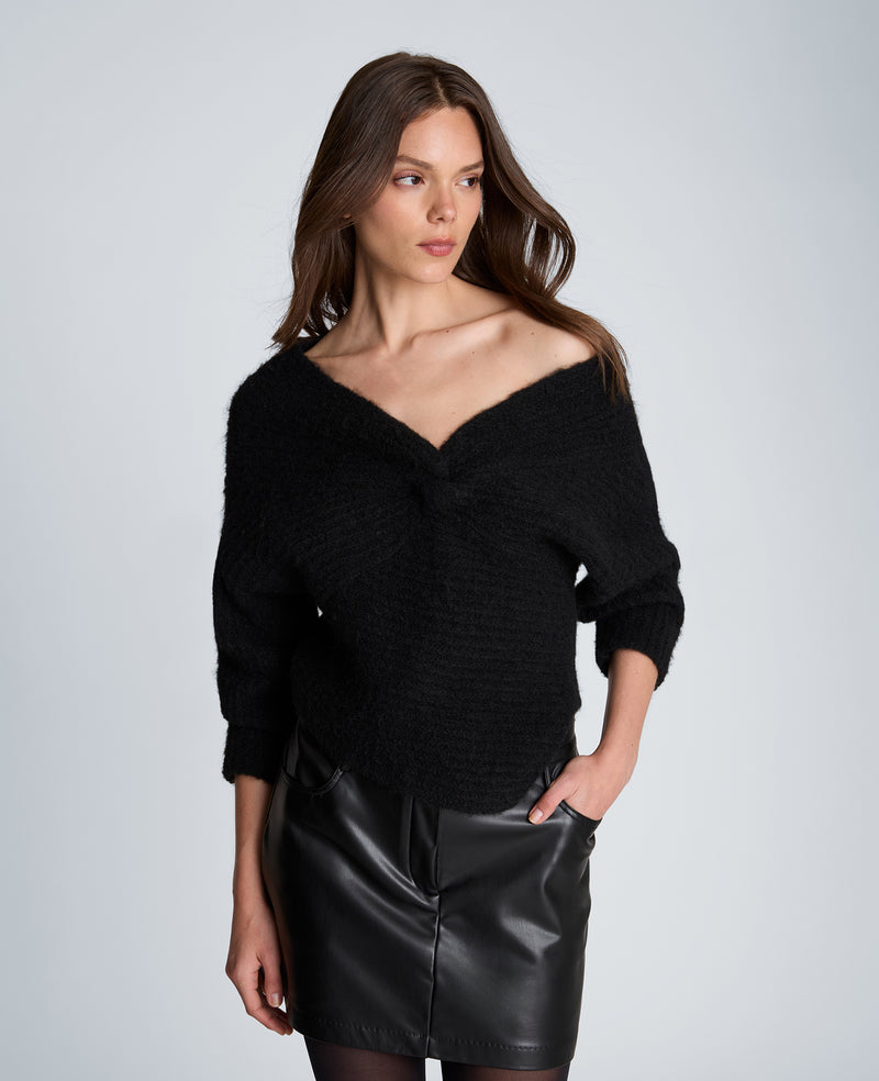 Kenneth Cole - Asymmetrical Drape Neck Chunky Sweater WOMENS SWEATER for Women