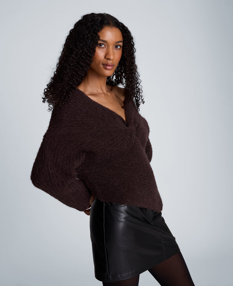 Kenneth Cole - Asymmetrical Drape Neck Chunky Sweater WOMENS SWEATER for Women