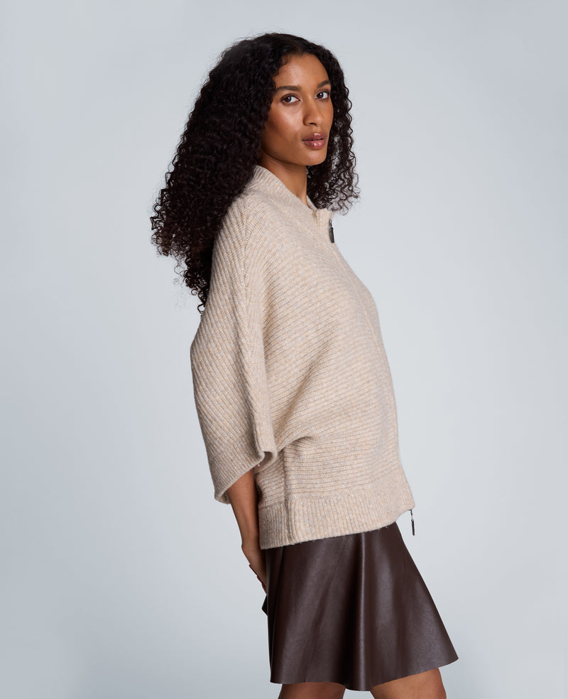 Kenneth Cole - Elbow Sleeve Doleman Zip Cardigan WOMENS SWEATER for Women
