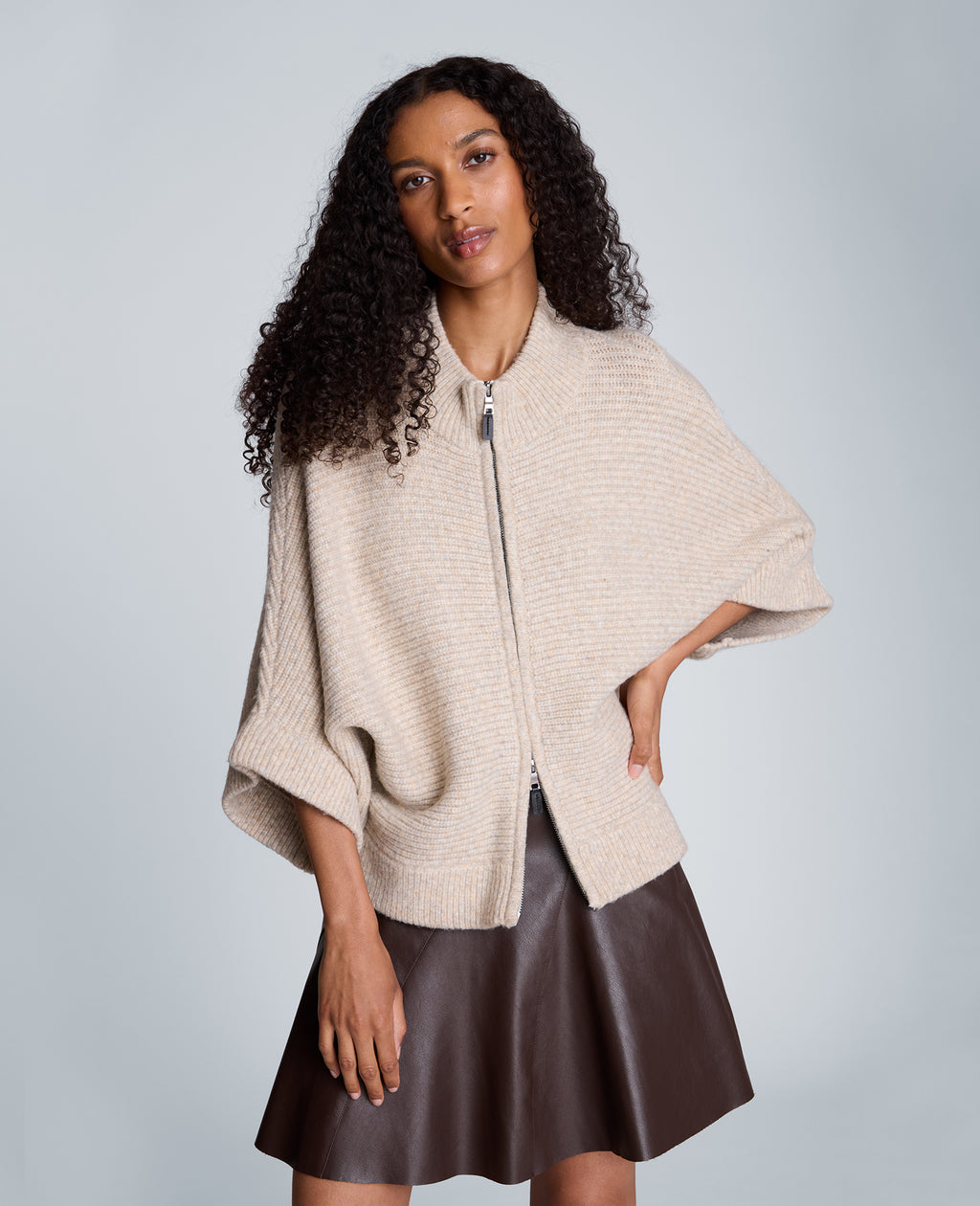 Kenneth Cole - Elbow Sleeve Doleman Zip Cardigan WOMENS SWEATER for Women 